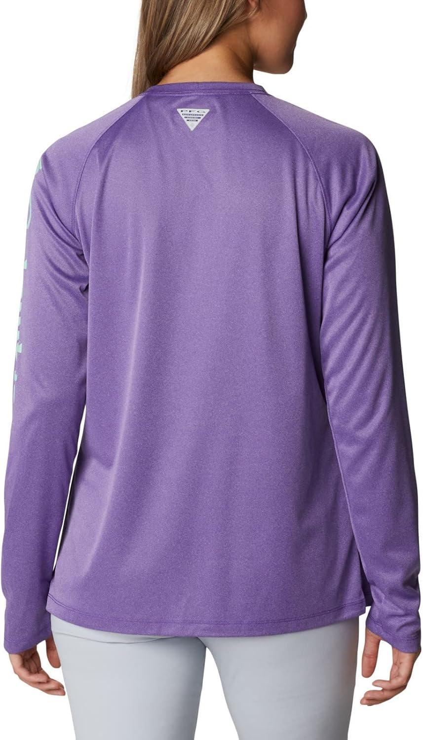 imageColumbia Womens Tidal Tee II Long Sleeve HoodieVivid Purple HeatherMint Cay Logo