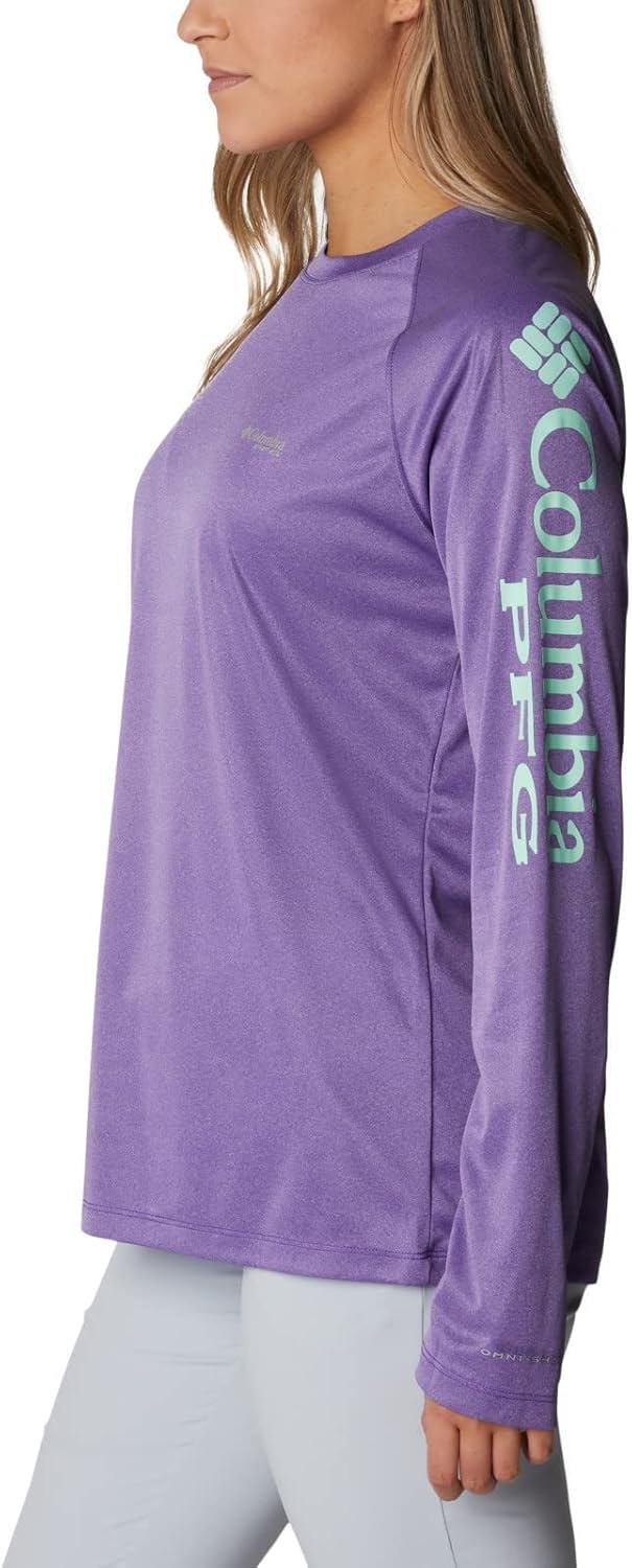 imageColumbia Womens Tidal Tee II Long Sleeve HoodieVivid Purple HeatherMint Cay Logo