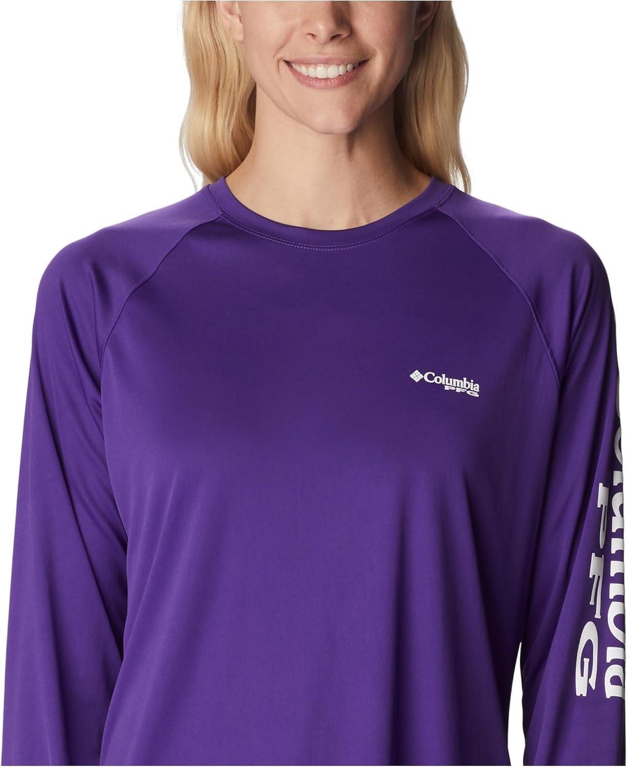 imageColumbia Womens Tidal Tee II Long Sleeve HoodieVivid PurpleWhite Logo