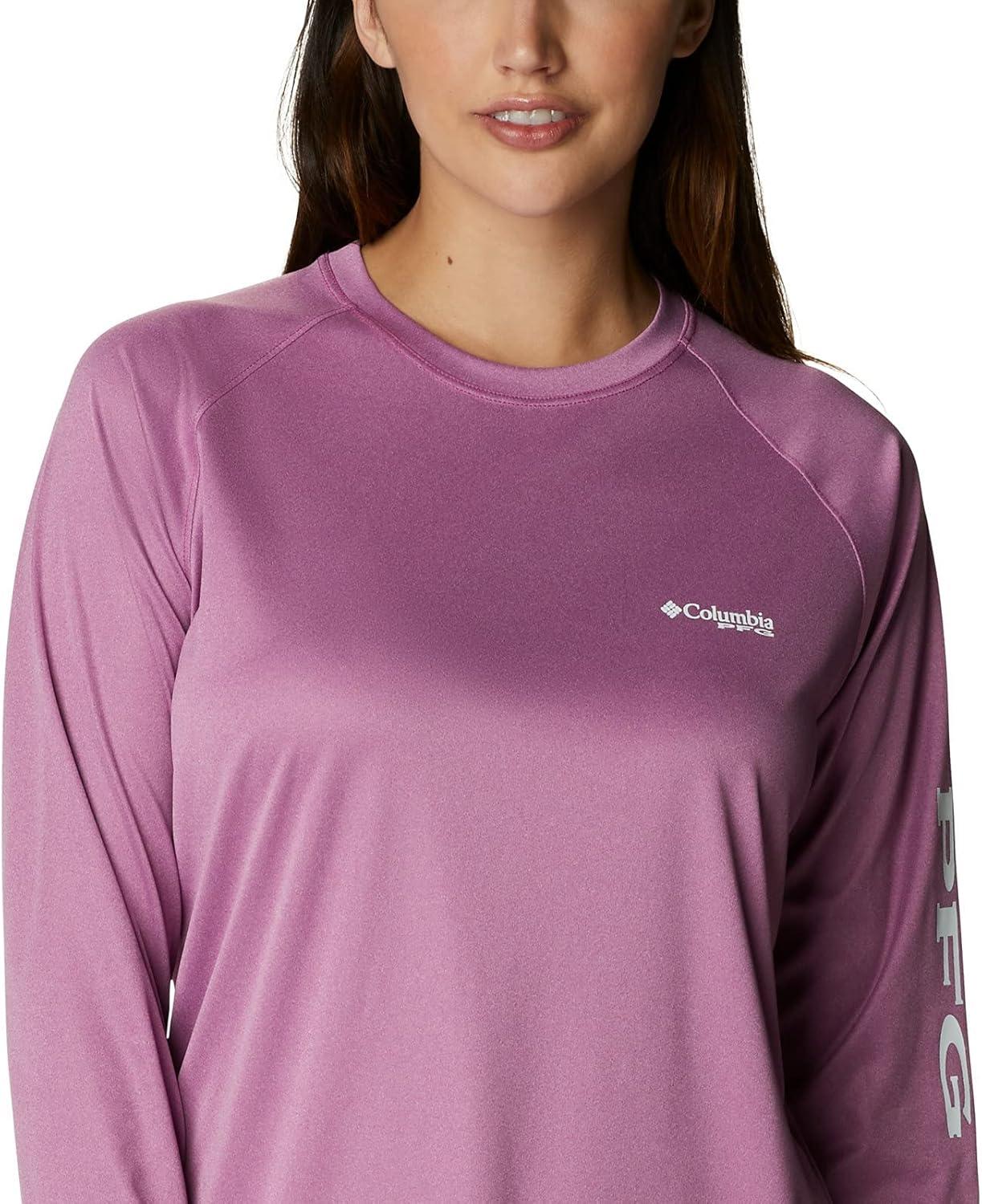 imageColumbia Womens Tidal Tee II Long Sleeve HoodieWild Fuchsia HeatherWhite