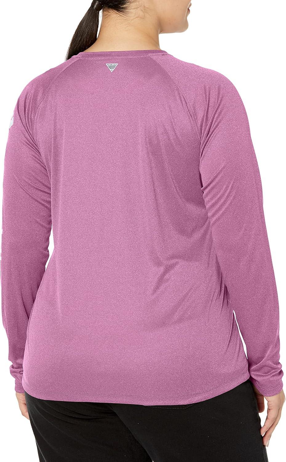 imageColumbia Womens Tidal Tee II Long Sleeve HoodieWild Fuchsia HeatherWhite
