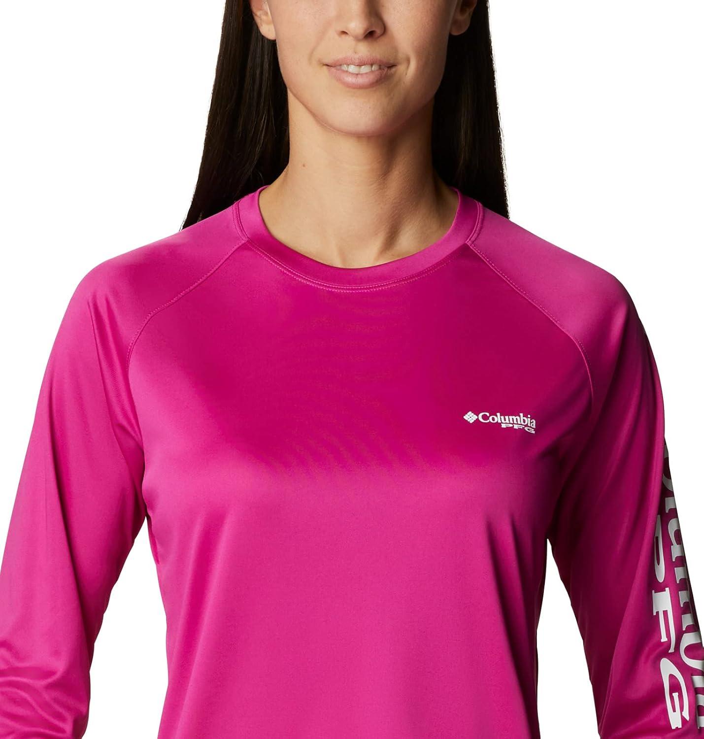imageColumbia Womens Tidal Tee II Long Sleeve HoodieWild FuchsiaWhite Logo