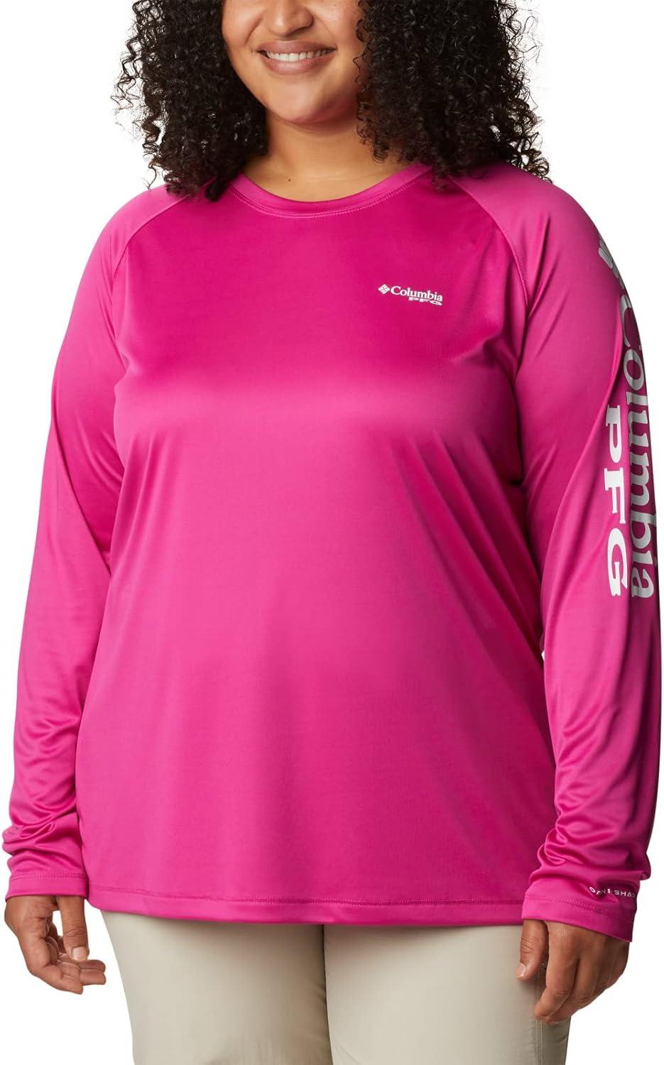 imageColumbia Womens Tidal Tee II Long Sleeve HoodieWild FuchsiaWhite Logo