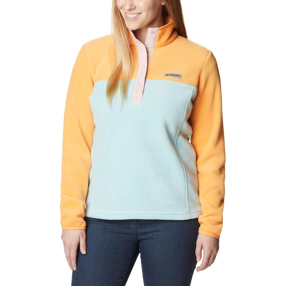 imageColumbia Womens Benton Springs Half Snap II Pull Over Fleece Jacket Dark StoneCanoeVintage Blue 3XAqua HazeSunset PeachDusty Pink