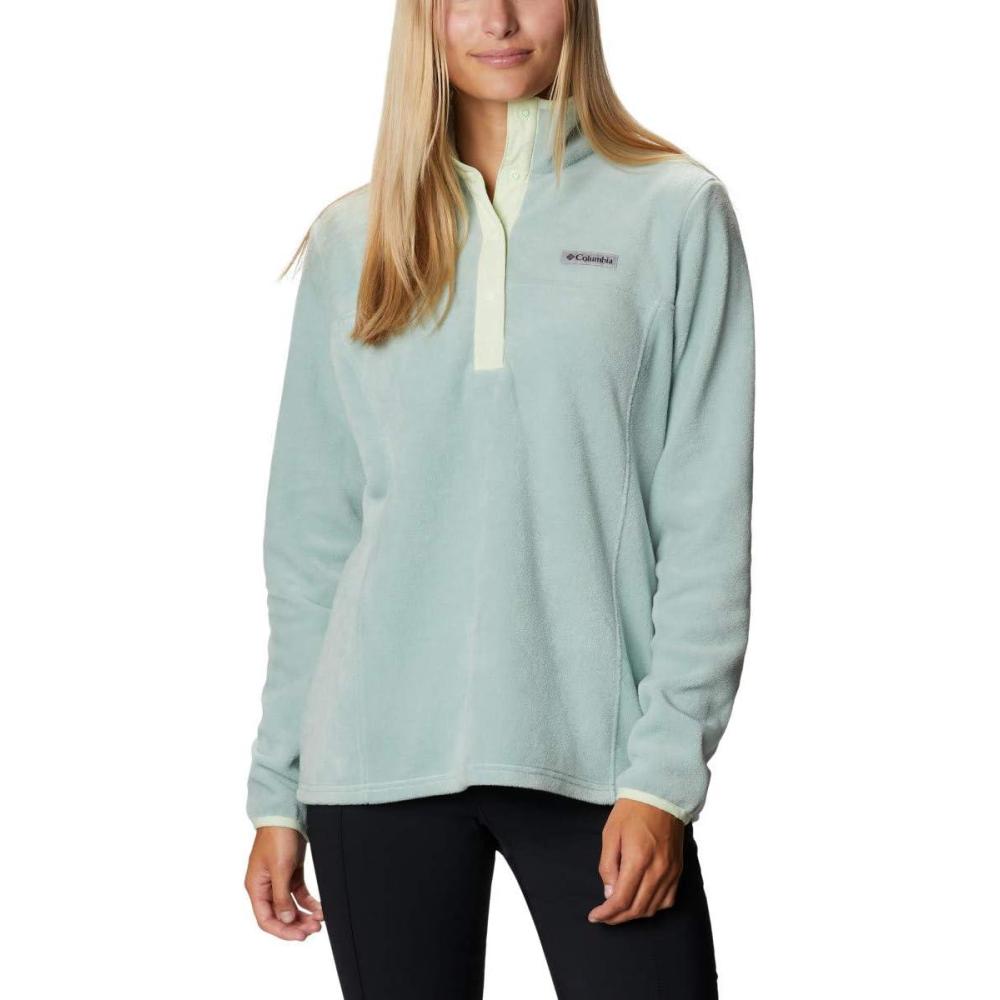 imageColumbia Womens Benton Springs Half Snap II Pull Over Fleece Jacket Dark StoneCanoeVintage Blue 3XAqua ToneLight Lime