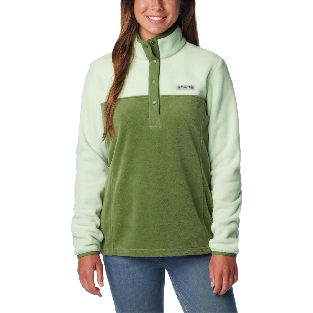 imageColumbia Womens Benton Springs Half Snap II Pull Over Fleece Jacket Dark StoneCanoeVintage Blue 3XCanteenSage Leaf