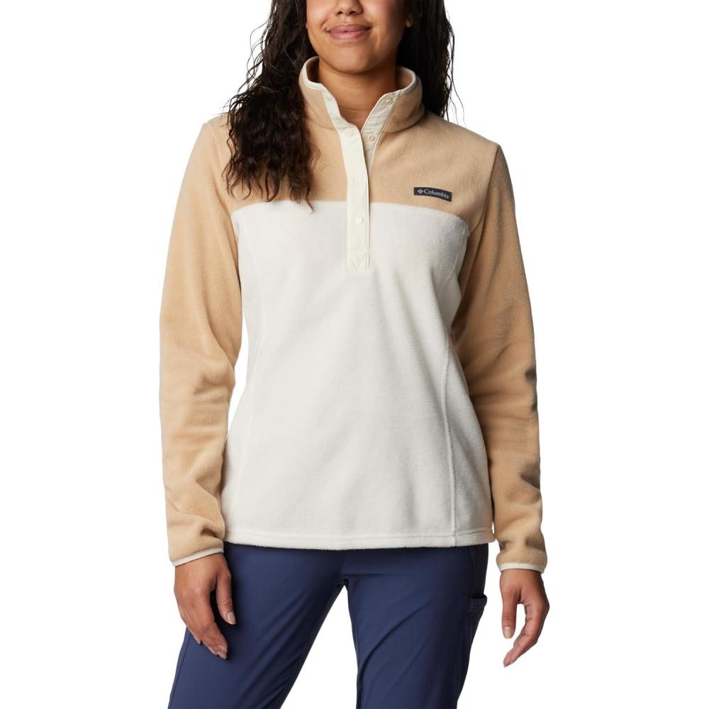 imageColumbia Womens Benton Springs Half Snap II Pull Over Fleece Jacket Dark StoneCanoeVintage Blue 3XChalkCanoe