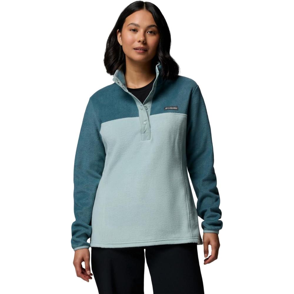 imageColumbia Womens Benton Springs Half Snap II Pull Over Fleece Jacket Dark StoneCanoeVintage Blue 3XCrushed BlueEverblue