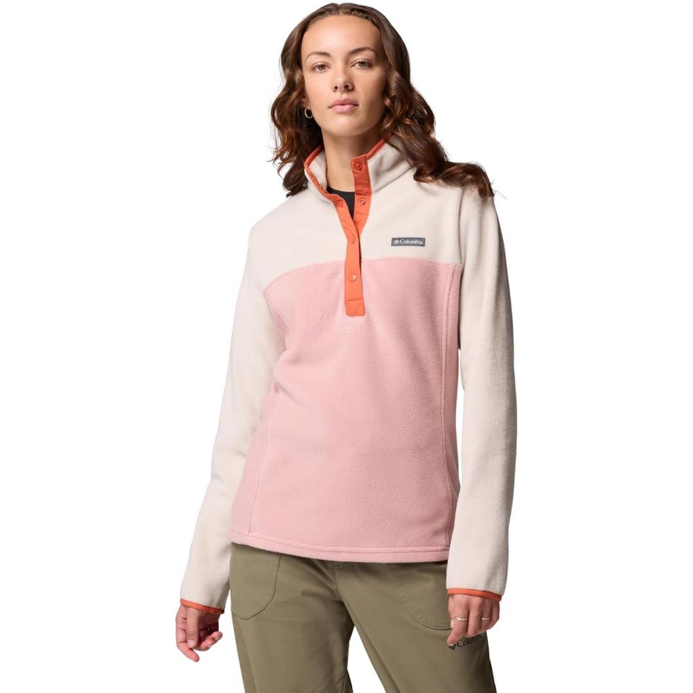 imageColumbia Womens Benton Springs Half Snap II Pull Over Fleece Jacket Dark StoneCanoeVintage Blue 3XEraser PinkDark StoneTuscan