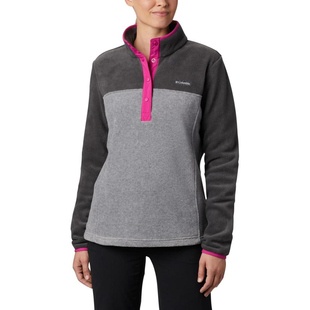 imageColumbia Womens Benton Springs Half Snap II Pull Over Fleece Jacket Dark StoneCanoeVintage Blue 3XLight Grey HeatherShark