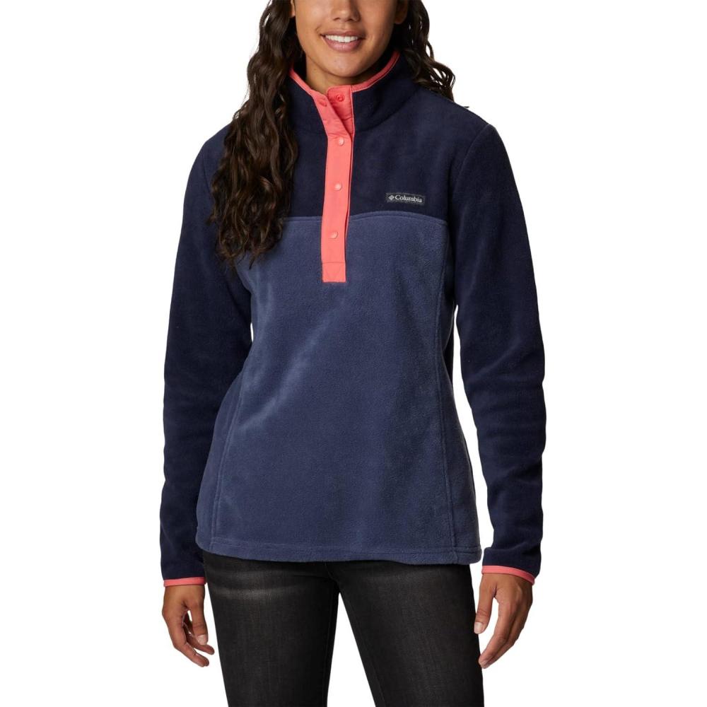 imageColumbia Womens Benton Springs Half Snap II Pull Over Fleece Jacket Dark StoneCanoeVintage Blue 3XNocturnalDark Nocturnal