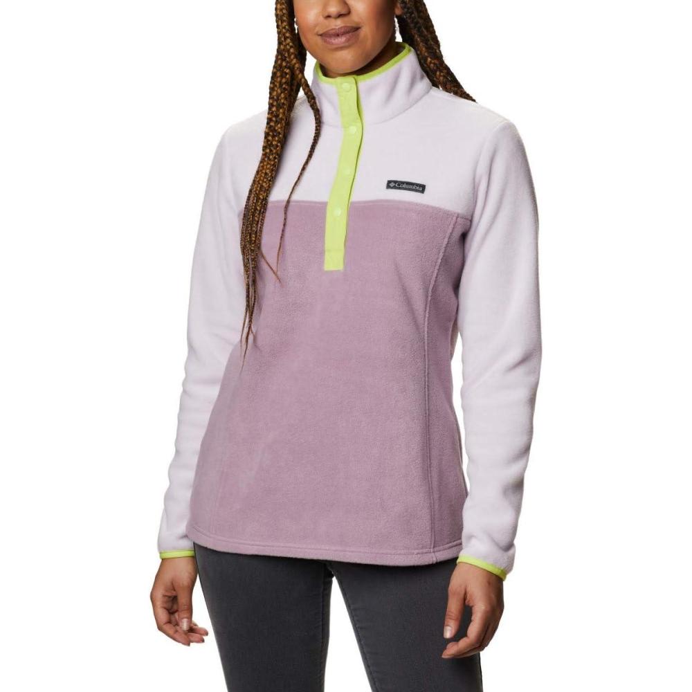 imageColumbia Womens Benton Springs Half Snap II Pull Over Fleece Jacket Dark StoneCanoeVintage Blue 3XPale LilacWinter Mauve