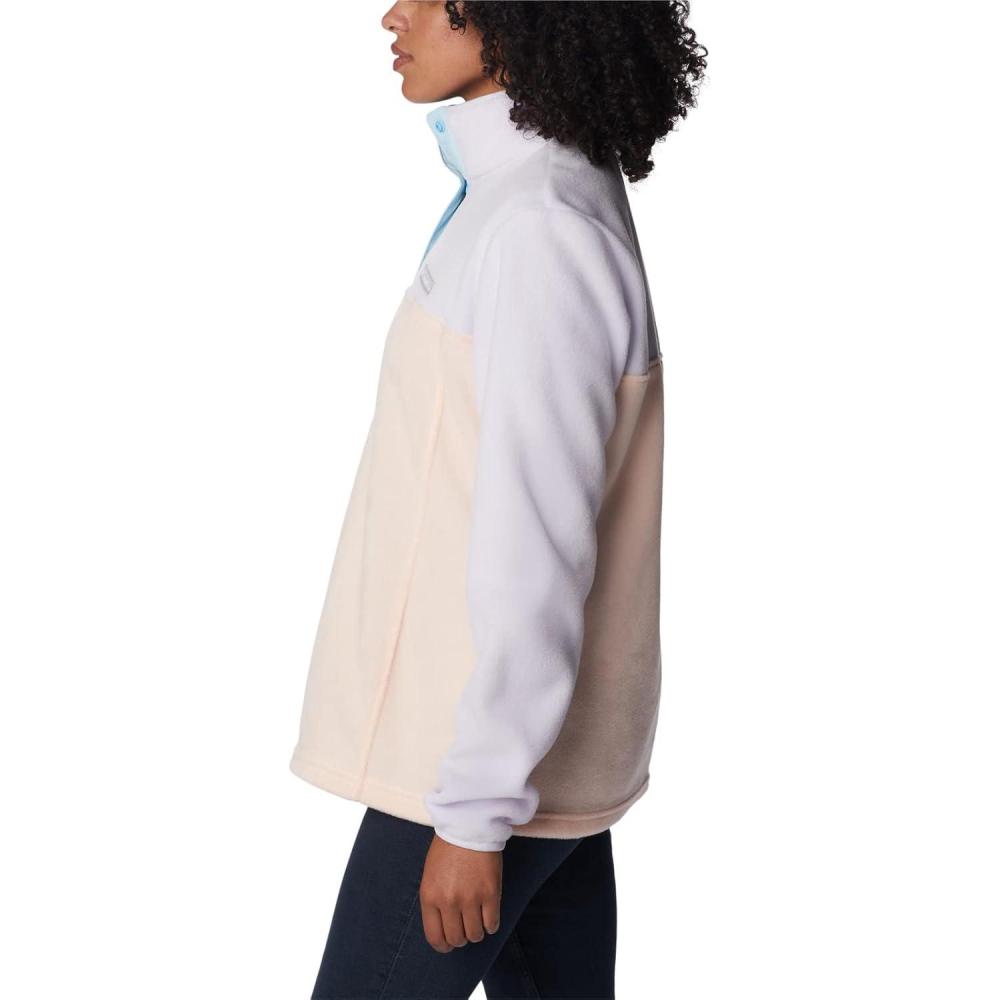 imageColumbia Womens Benton Springs Half Snap II Pull Over Fleece Jacket Dark StoneCanoeVintage Blue 3XPeach BlossomPurple TintSpring Blue