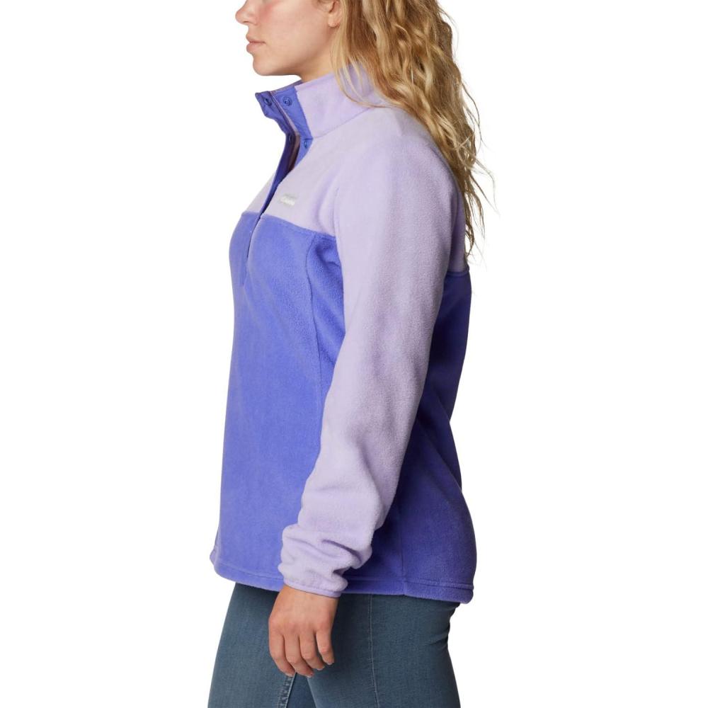 imageColumbia Womens Benton Springs Half Snap II Pull Over Fleece Jacket Dark StoneCanoeVintage Blue 3XPurple LotusFrosted Purple