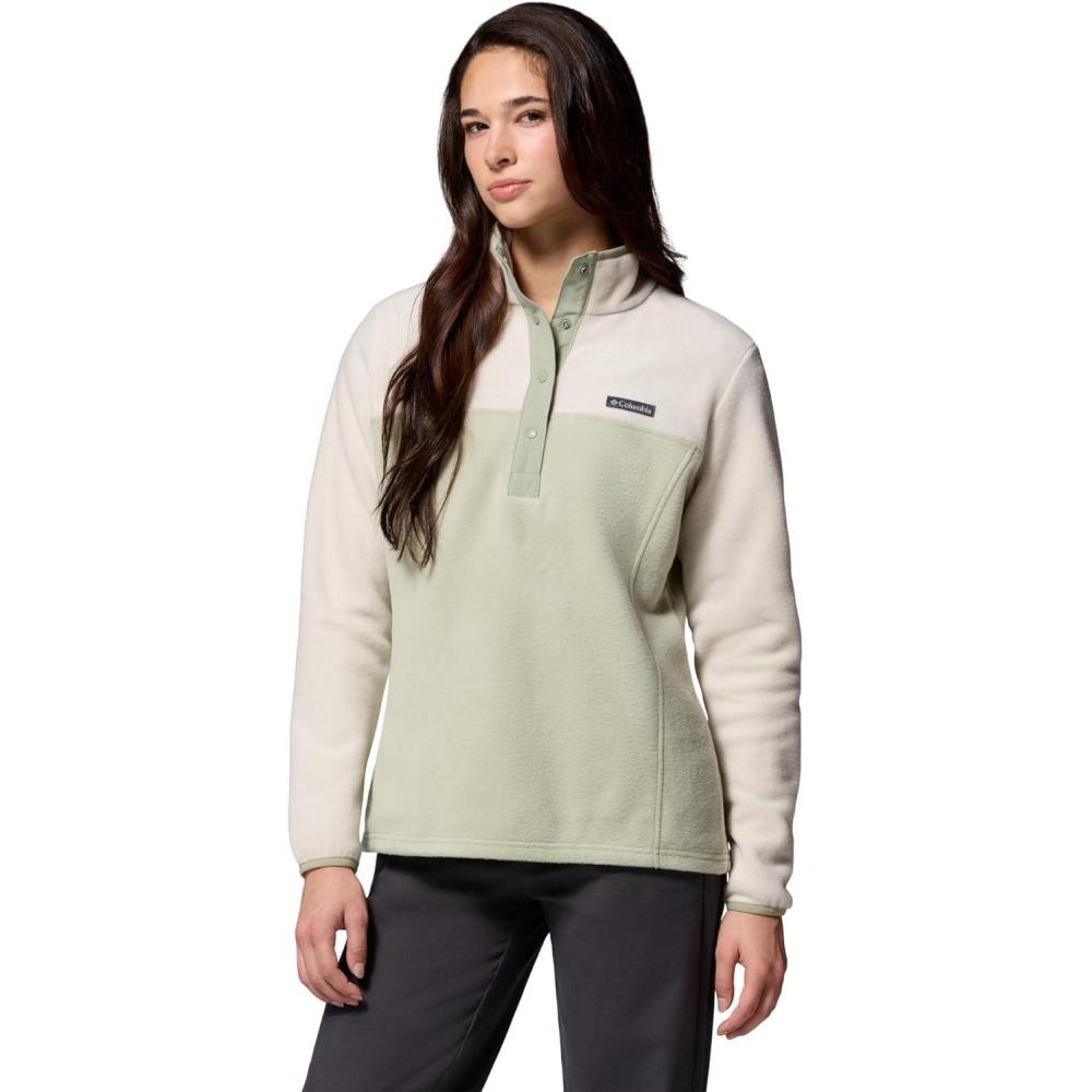 imageColumbia Womens Benton Springs Half Snap II Pull Over Fleece Jacket Dark StoneCanoeVintage Blue 3XSafariDark Stone