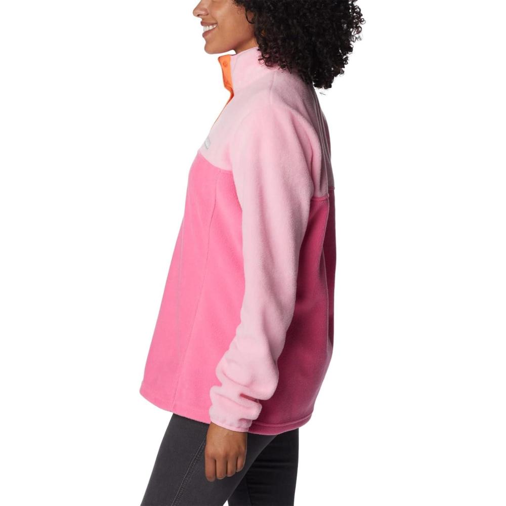 imageColumbia Womens Benton Springs Half Snap II Pull Over Fleece Jacket Dark StoneCanoeVintage Blue 3XWild GeraniumWild Rose