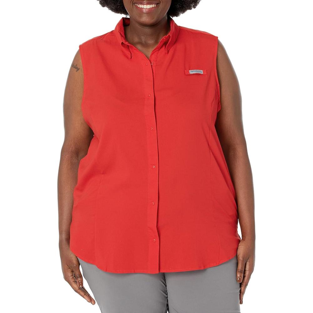 imageColumbia Womens PFG Tamiami Sleeveless ShirtRed Hibiscus