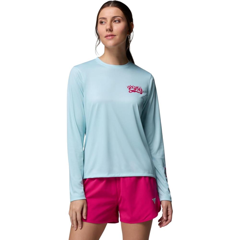 imageColumbia Womens PFG Tidal Tee Palm Waves Long SleeveMarine LightFlamingo Isle