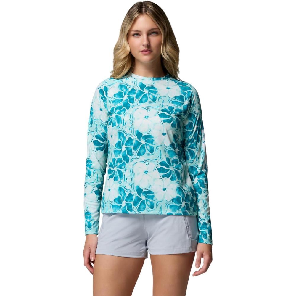 imageColumbia Womens Super Tidal Tee Long SleeveOcean TealHazyblooms