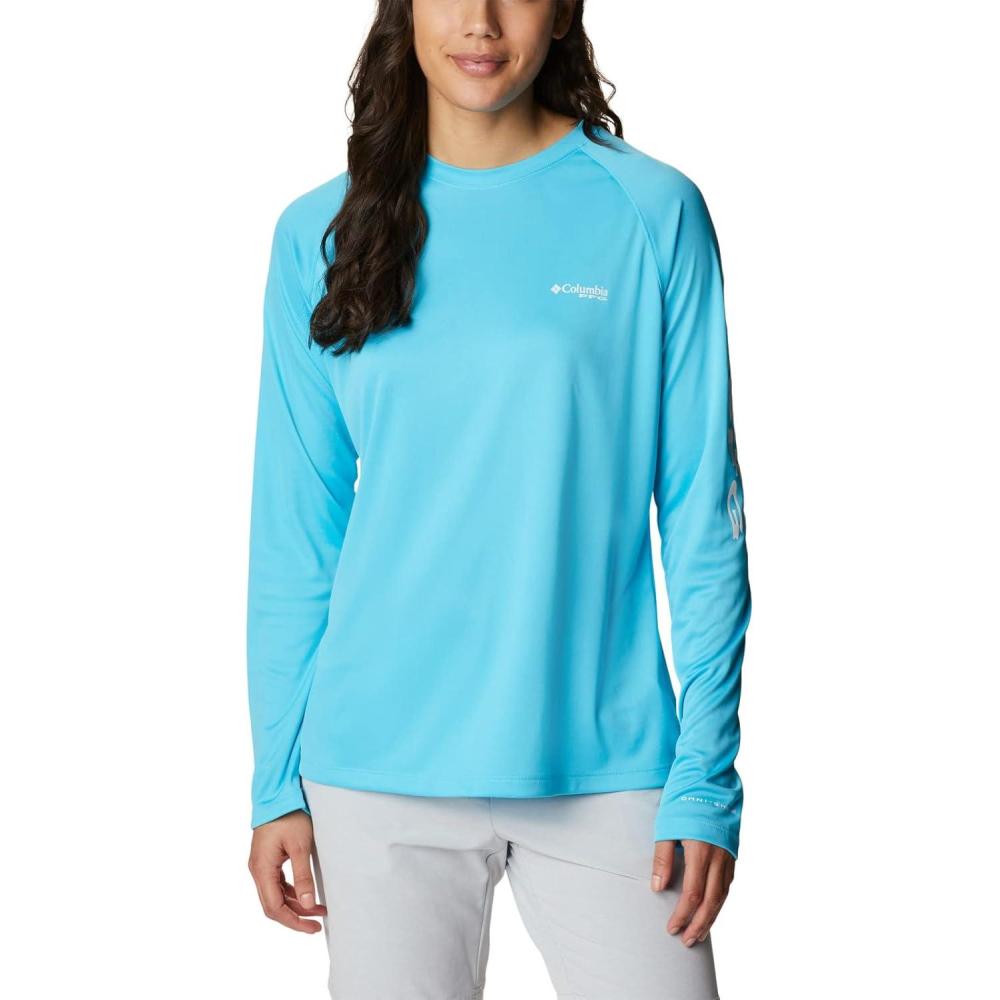 imageColumbia Womens Tidal Tee II Long Sleeve HoodieAtollWhite Logo