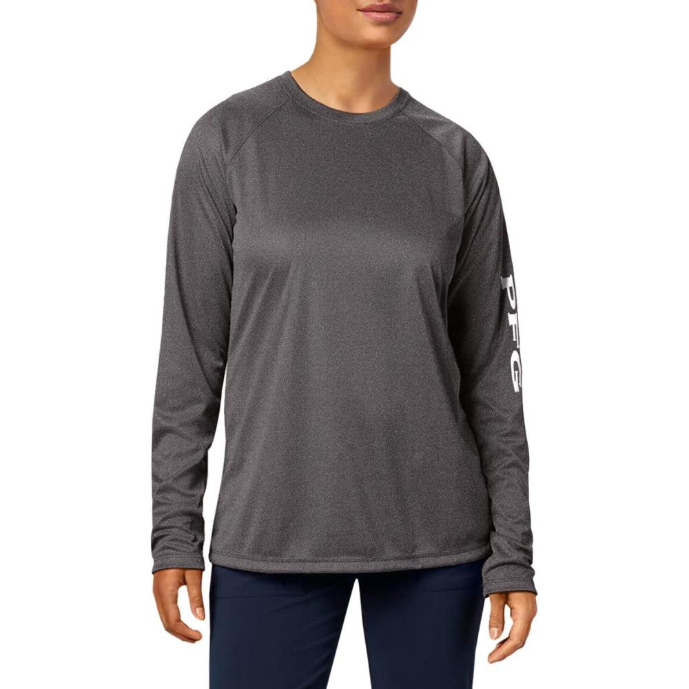 imageColumbia Womens Tidal Tee II Long Sleeve HoodieBlack HeatherCirrus Grey Logo
