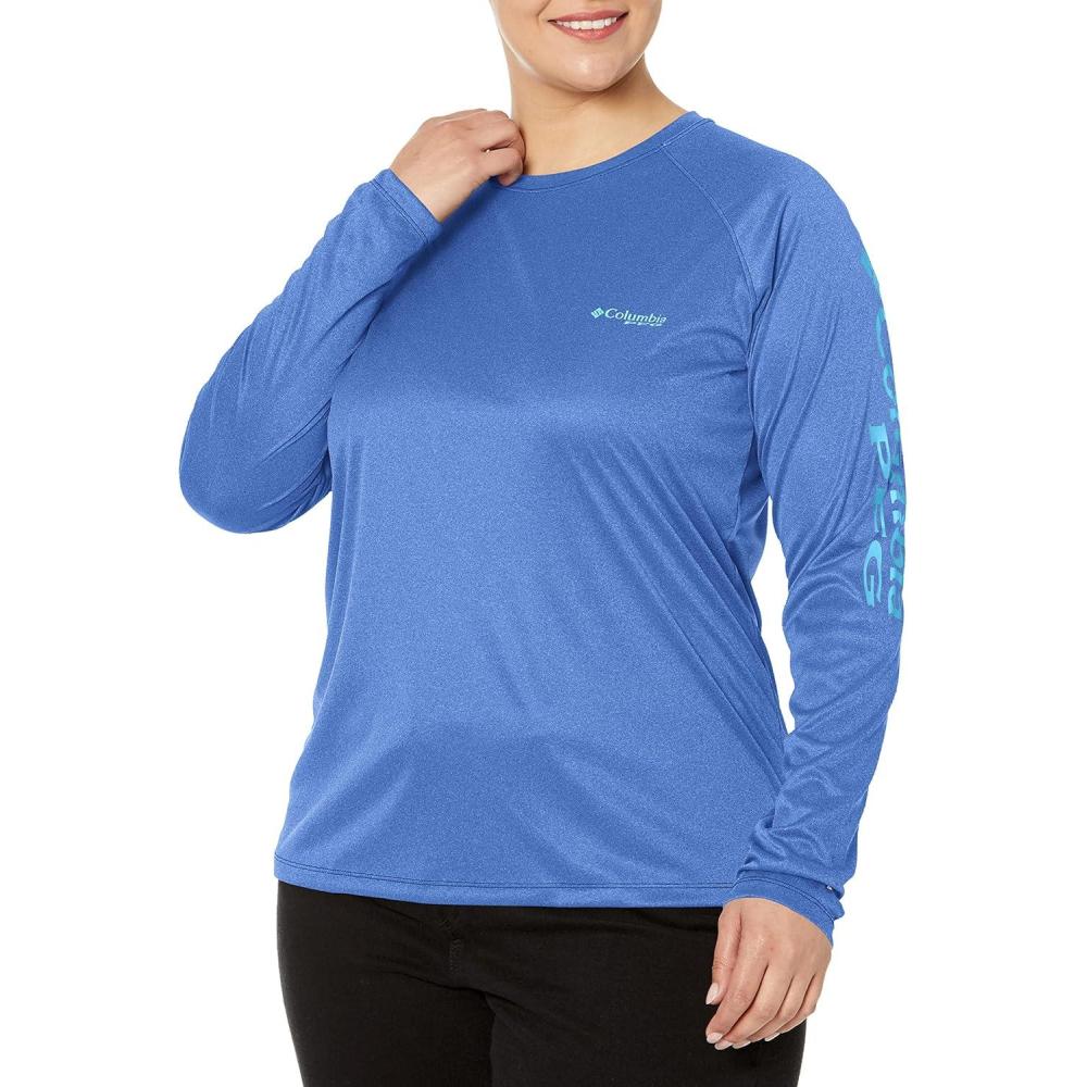 imageColumbia Womens Tidal Tee II Long Sleeve HoodieBlue Macaw HeatherAtoll Logo