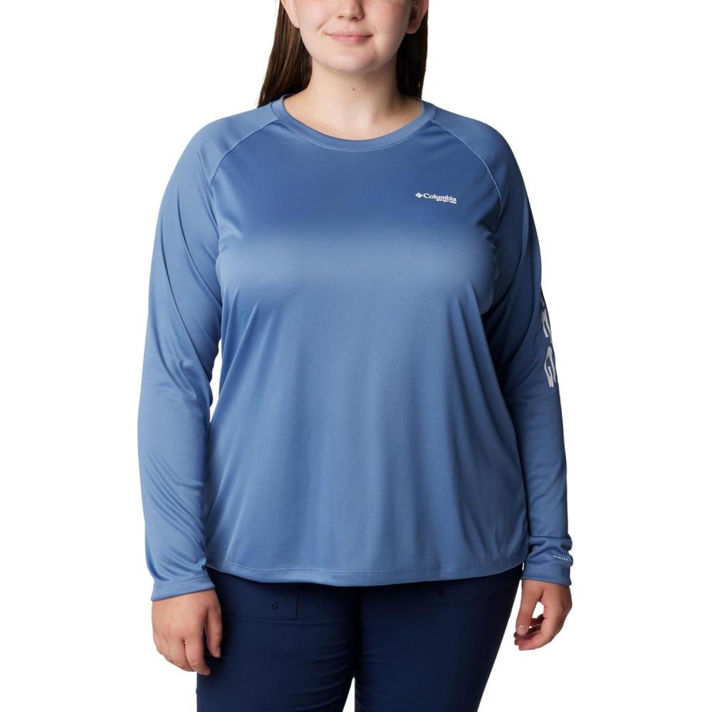 imageColumbia Womens Tidal Tee II Long Sleeve HoodieBluestoneWhite Logo