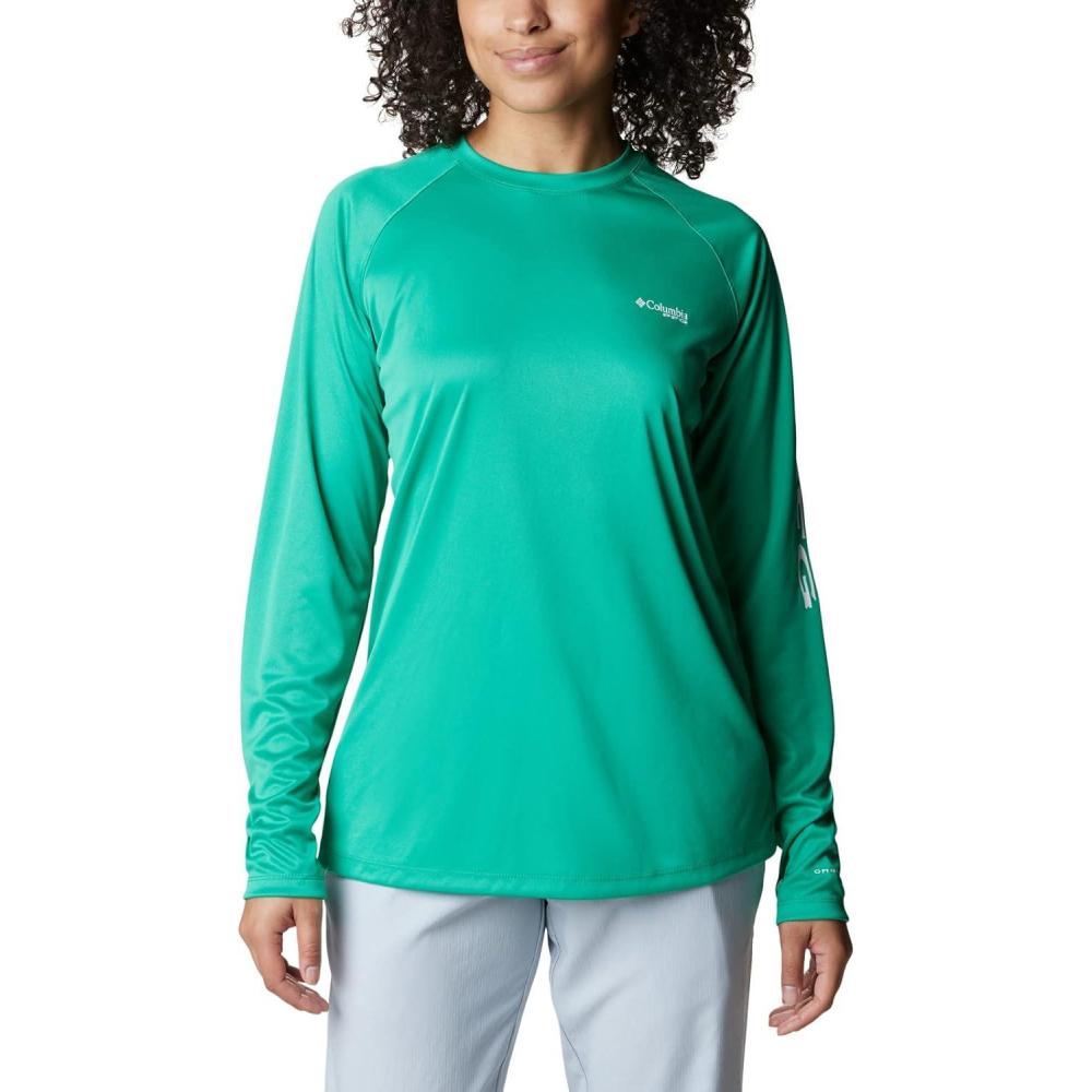 imageColumbia Womens Tidal Tee II Long Sleeve HoodieCircuit HeatherWhite Logo