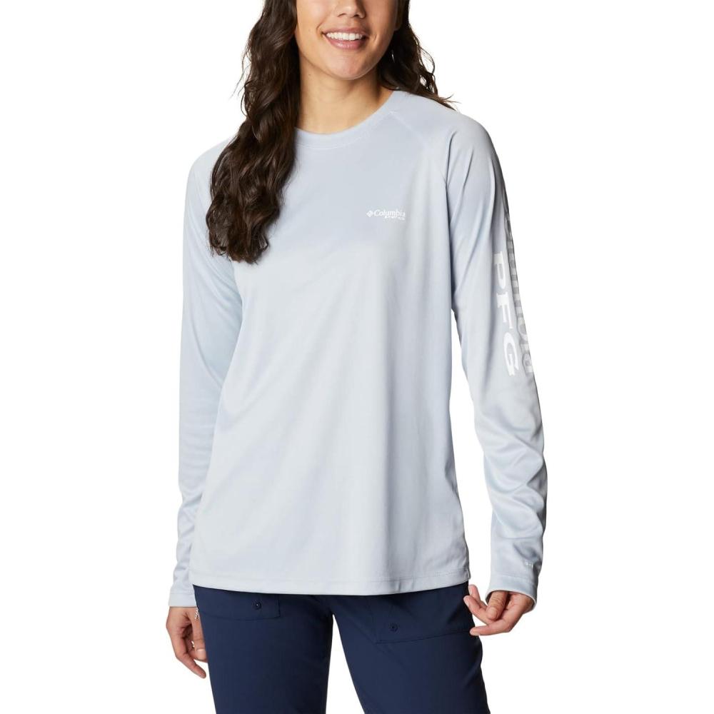imageColumbia Womens Tidal Tee II Long Sleeve HoodieCirrus Grey HeatherWhite Logo