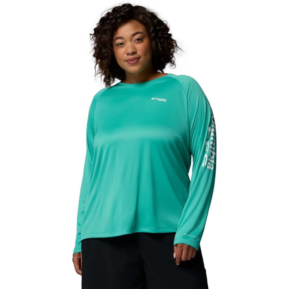 imageColumbia Womens Tidal Tee II Long Sleeve HoodieGlaze GreenWhite Logo