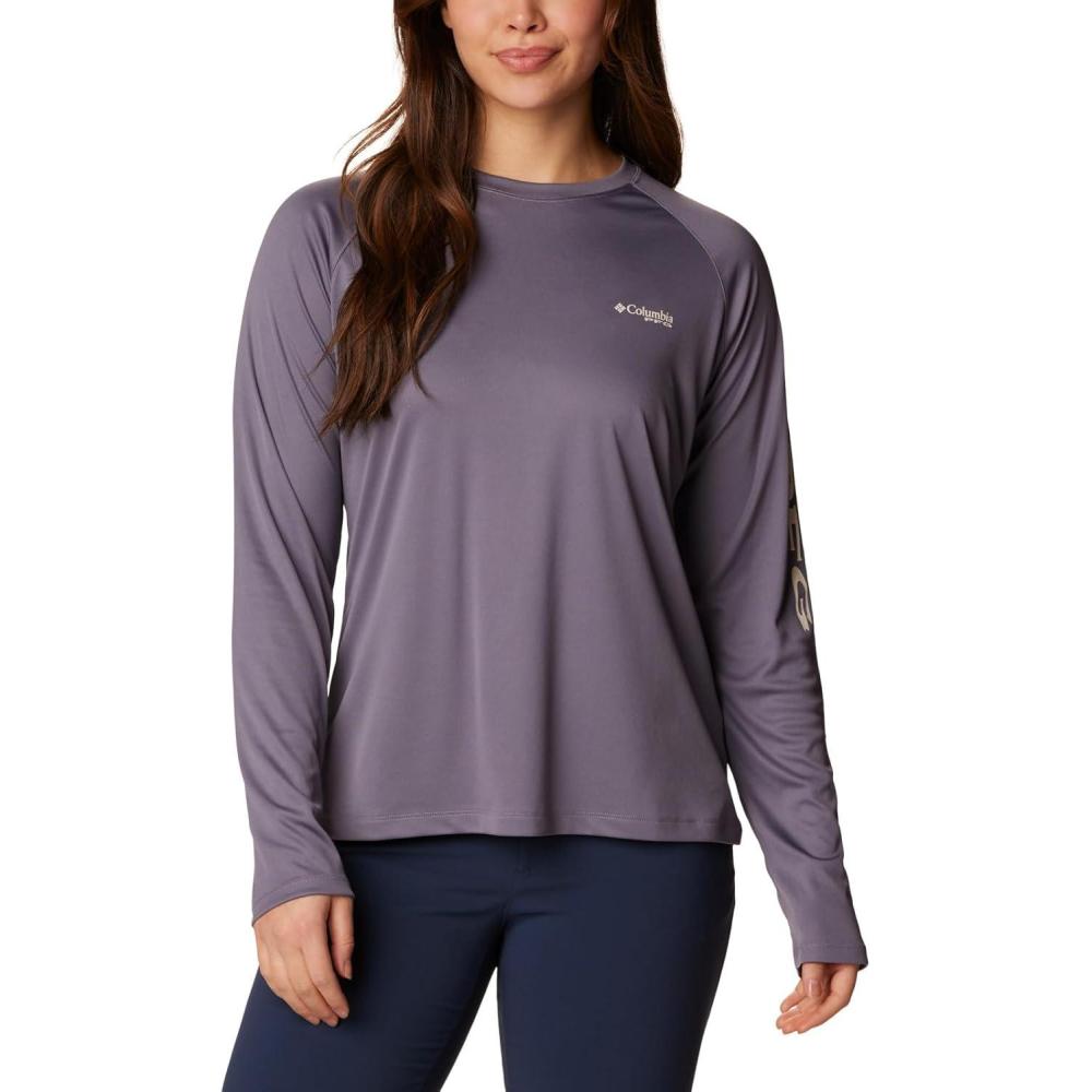 imageColumbia Womens Tidal Tee II Long Sleeve HoodieGranite PurpleStone Logo