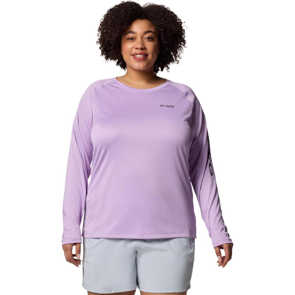 imageColumbia Womens Tidal Tee II Long Sleeve HoodieHydrangeaBlack Logo