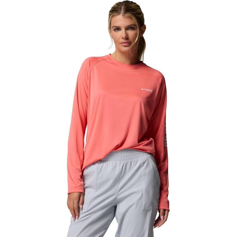 imageColumbia Womens Tidal Tee II Long Sleeve HoodieMelonadeWhite Logo