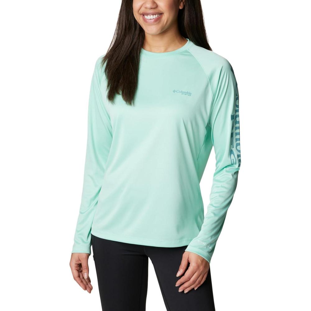 imageColumbia Womens Tidal Tee II Long Sleeve HoodieMint CayTranquil Teal Logo