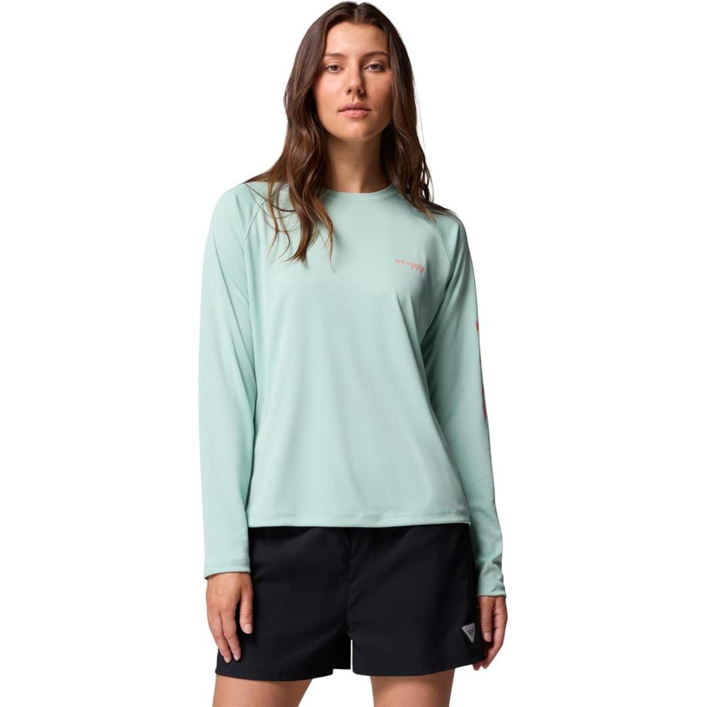 imageColumbia Womens Tidal Tee II Long Sleeve HoodieMisty JadeMelonade Logo