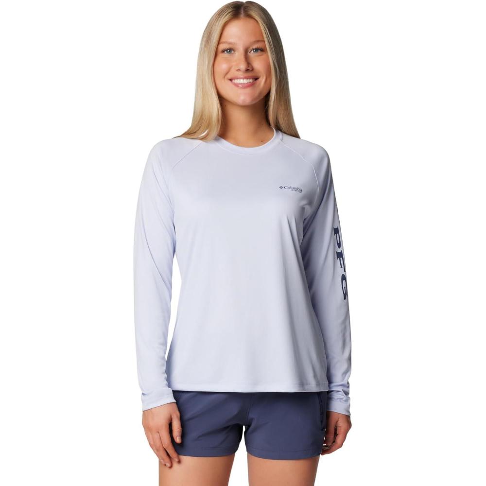imageColumbia Womens Tidal Tee II Long Sleeve HoodieSnowdriftNocturnal Logo