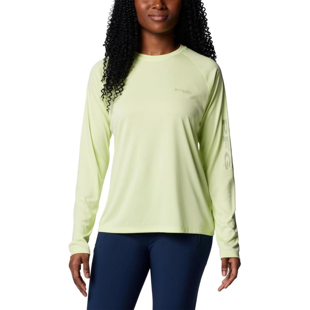 imageColumbia Womens Tidal Tee II Long Sleeve HoodieSpring YellowSmokey Sage Logo