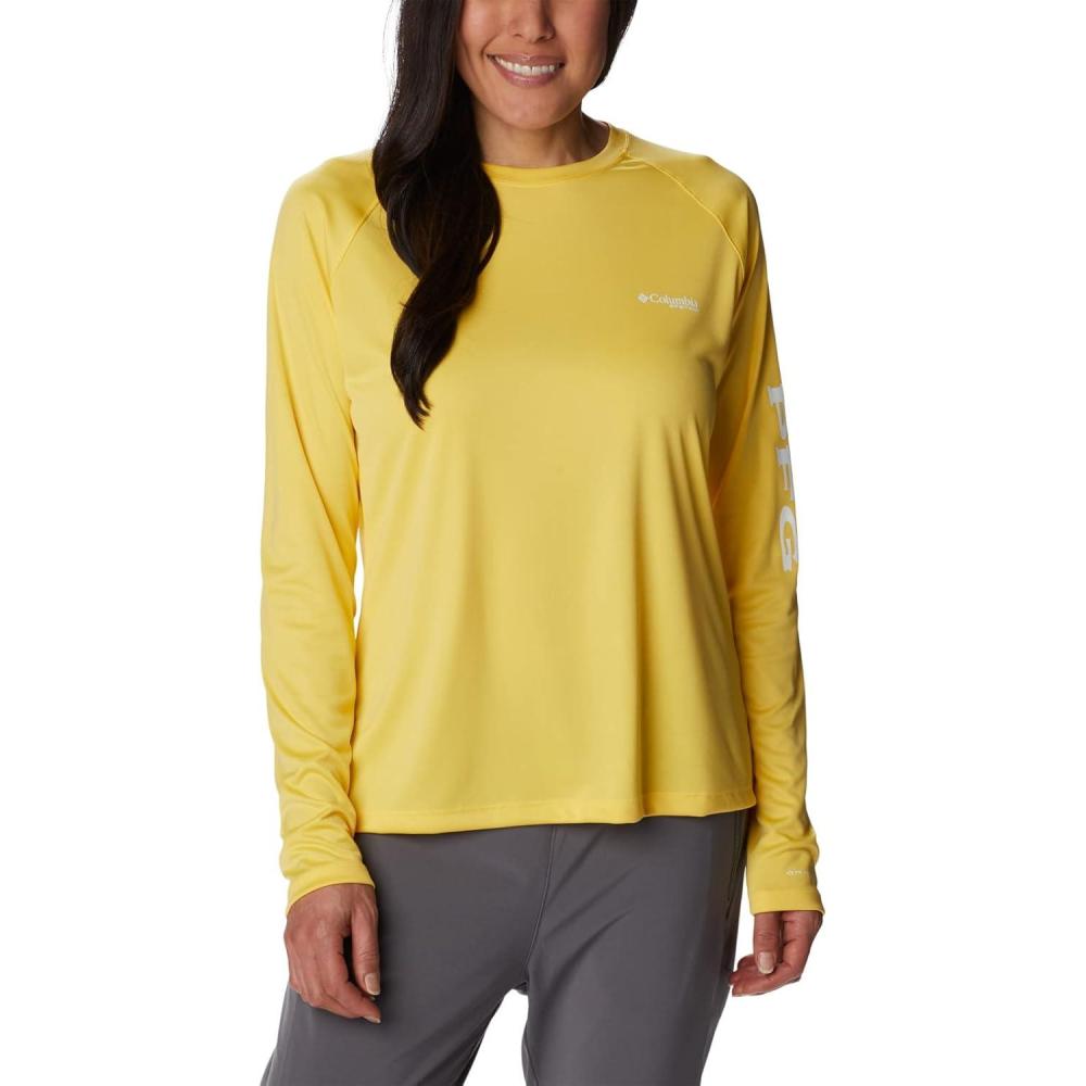 imageColumbia Womens Tidal Tee II Long Sleeve HoodieSun GlowWhite Logo