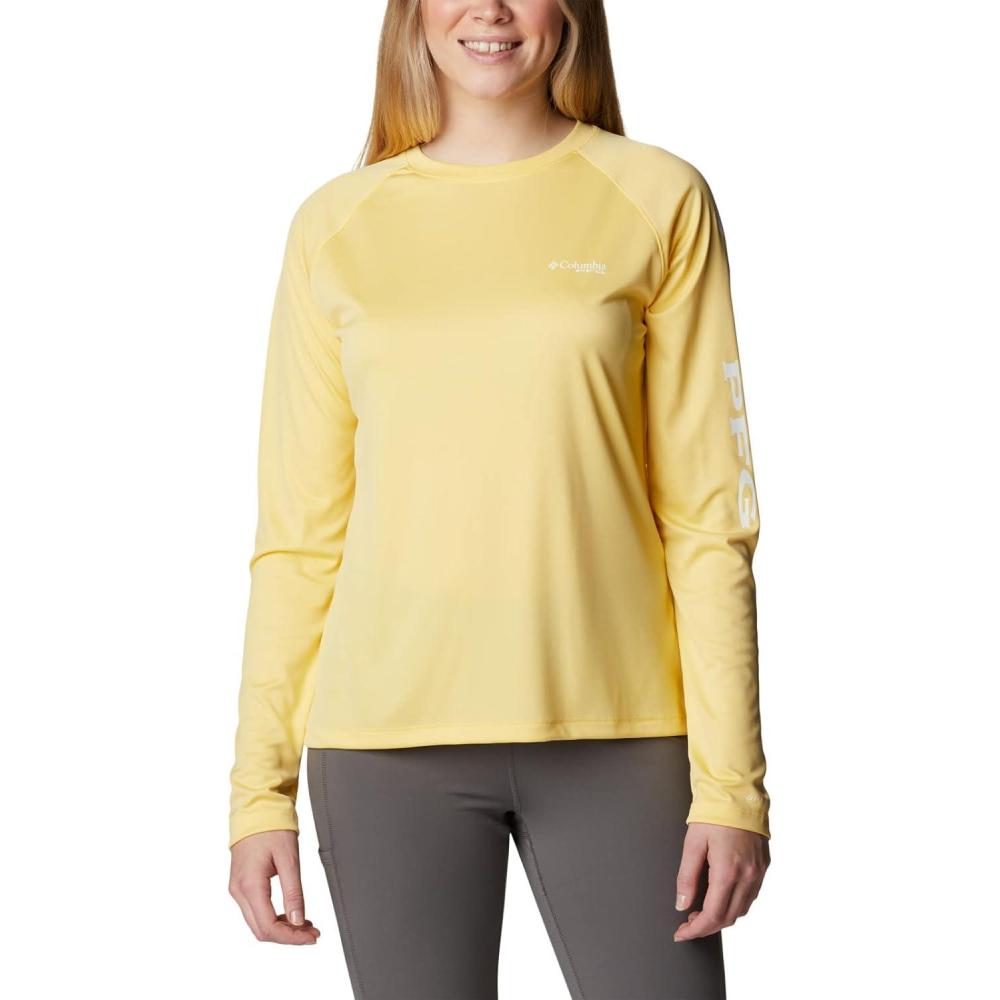 imageColumbia Womens Tidal Tee II Long Sleeve HoodieSweet CornWhite Logo