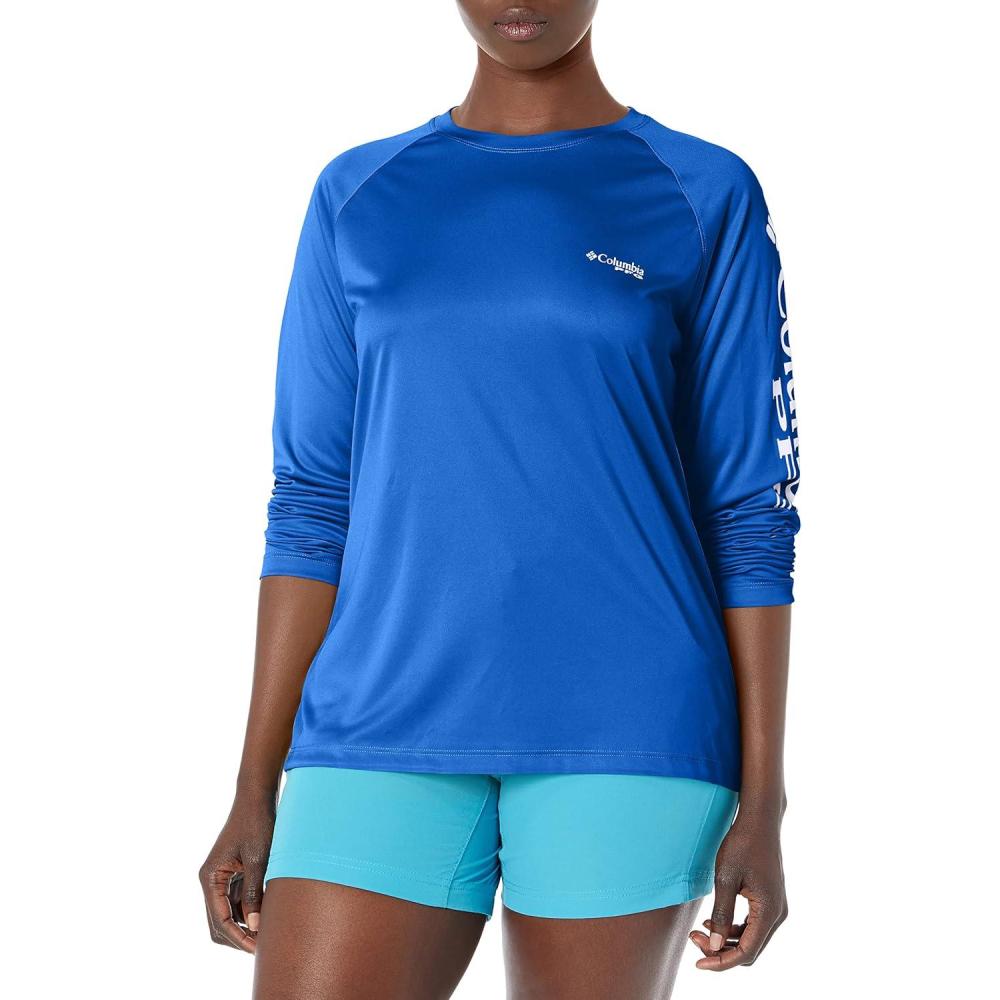 imageColumbia Womens Tidal Tee II Long Sleeve HoodieTanzaniteWhite Logo