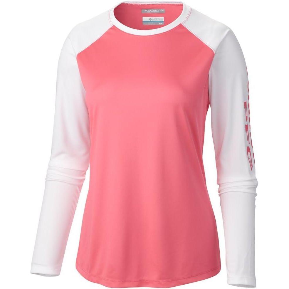imageColumbia Womens Tidal Tee II Long Sleeve HoodieTropic PinkWhite