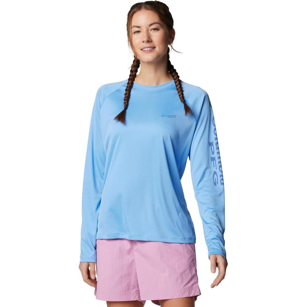 imageColumbia Womens Tidal Tee II Long Sleeve HoodieWhite CapBluebell Logo