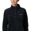 Columbia Womens Benton Springs Half Snap II Pull Over Fleece Jacket, Dark Stone/Canoe/Vintage Blue, 3X(Black)