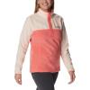 Columbia Womens Benton Springs Half Snap II Pull Over Fleece Jacket, Dark Stone/Canoe/Vintage Blue, 3X(Blush Pink/Peach Blossom)