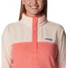 Columbia Womens Benton Springs Half Snap II Pull Over Fleece Jacket, Dark Stone/Canoe/Vintage Blue, 3X(Blush Pink/Peach Blossom)