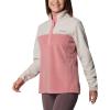 Columbia Womens Benton Springs Half Snap II Pull Over Fleece Jacket, Dark Stone/Canoe/Vintage Blue, 3X(Dark Stone/Pink Agave)
