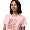 Columbia Womens Parsons Point Short Sleeve Scoop Tee(Pink Sand Heather/Canopy View)