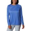 Columbia Women’s Tidal Tee II Long Sleeve Hoodie(Blue Macaw Heather/Atoll Logo)