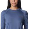 Columbia Women’s Tidal Tee II Long Sleeve Hoodie(Bluestone/Red Spark Logo)