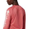 Columbia Women’s Tidal Tee II Long Sleeve Hoodie(Bright Nectar Heather/Harbor Blue Logo)